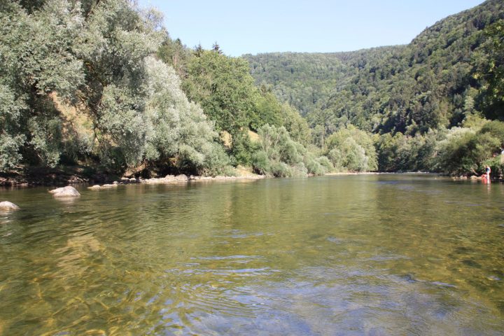 Der Fluss Doubs bei Tariche ist im Sommer ideal für ein erfrischendes Bad, Saint Ursanne