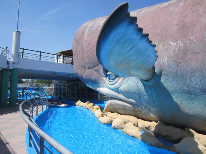 Walskulptur im Wasserpark Atlantica in Cesenatico