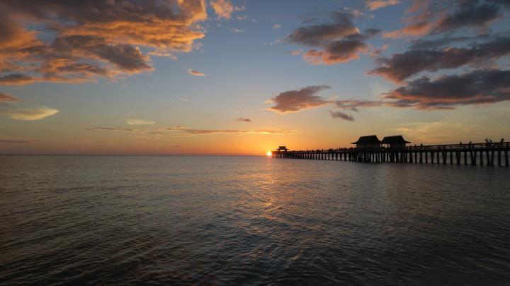 Naples Pier, Naples mit Kindern, Florida, Sonnenuntergang