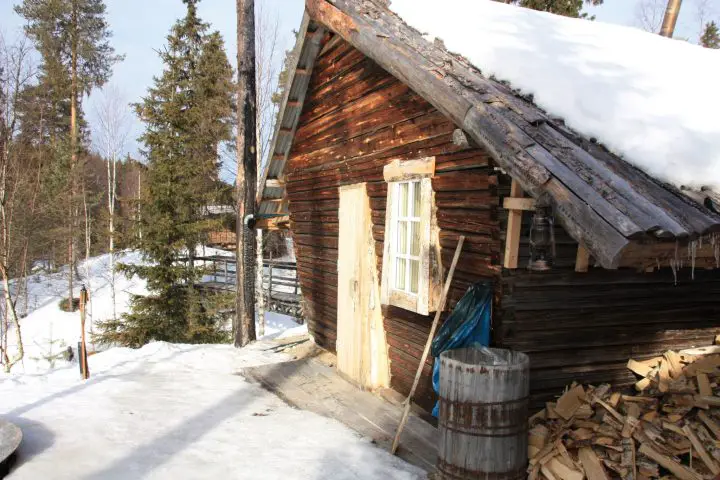 Saunahäuschen, romantische Nacht in Schwedisch Lappland, Svansele