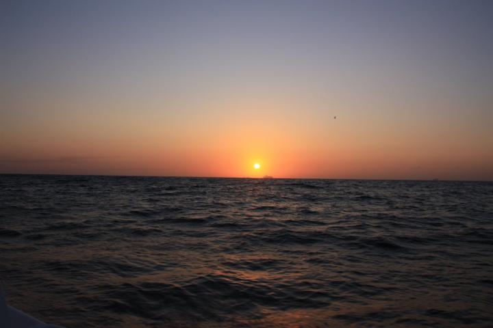 Sonnenaufgang über dem Meer, Durban, KwaZulu-Natal, Südafrika