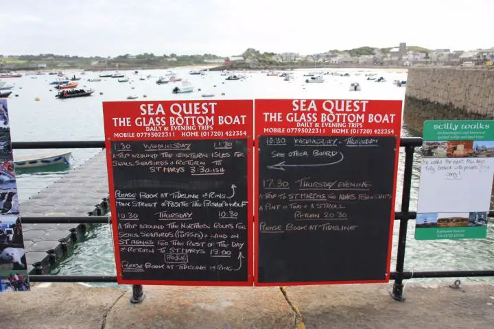 Signs at the port of St. Mary's Isles of Scilly