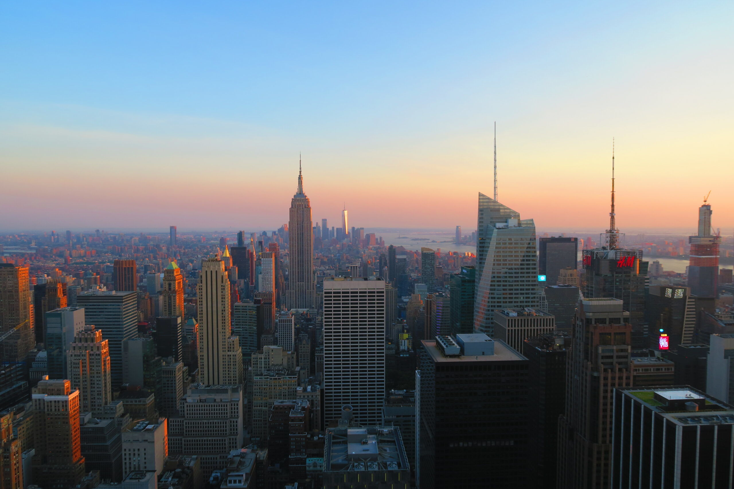 Blick von Top of the Rock beim Sonnenuntergang