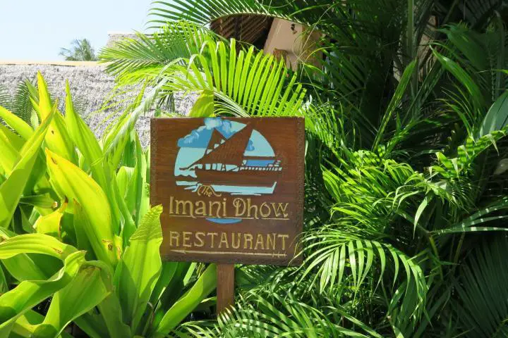 Schild Imani Dhow, Severin Sea Lodge, Mombasa