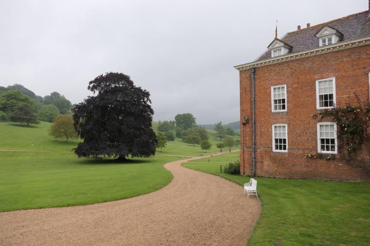 Park von Stonor House mit großen Bäumen