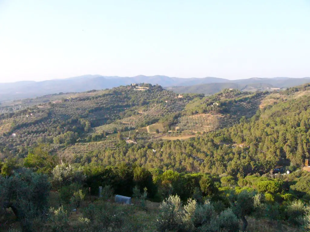 Blick von Carducci ins Küstenhinterland der Toskana